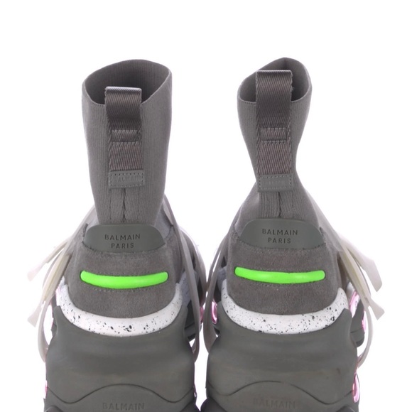Balmain Gray and Pink High-Top Sneakers - Picture 3 of 10